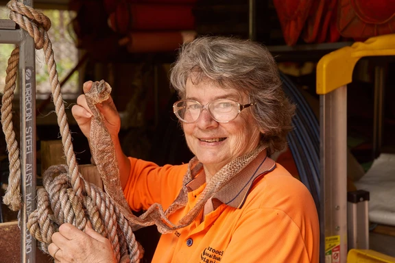 Pam & a python skin in the shed (Jan 2018)